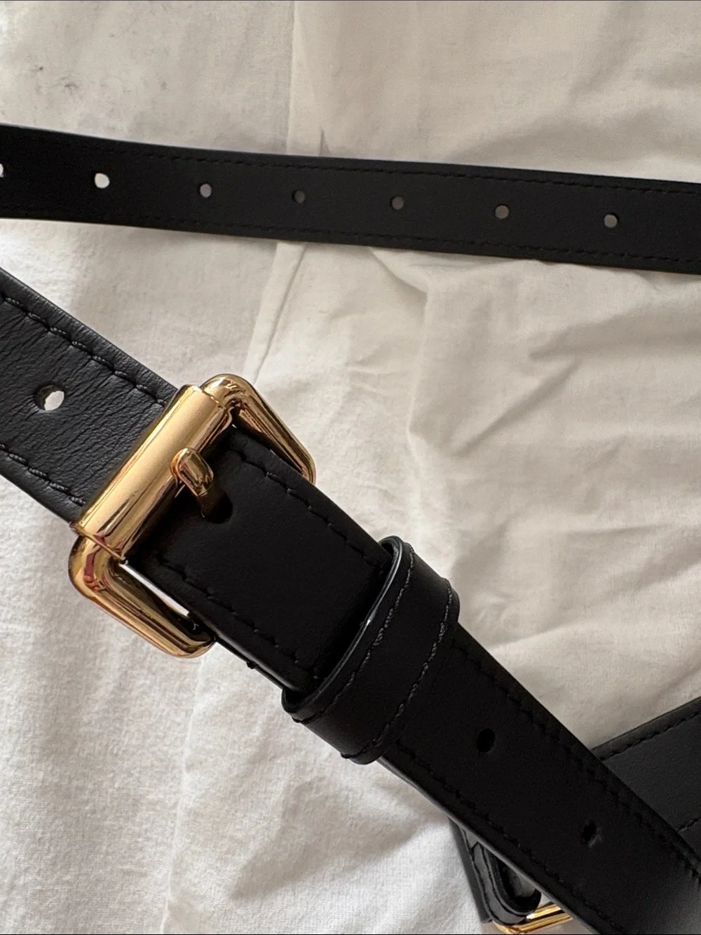 Moschino Black and Gold Logo Crossbody Belt Bag